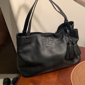 Tory Burch McGraw Authentic Shoulder Handbag 100% Buttery Soft Black Leather